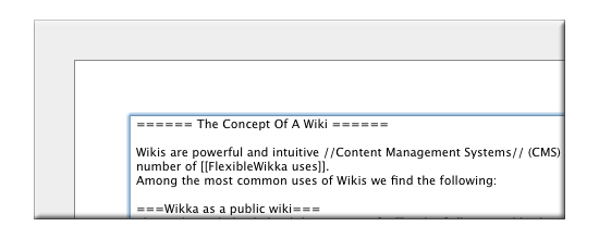 Editing a page Screenshot